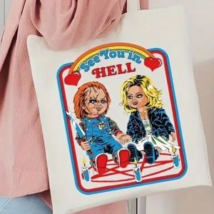 New Without Tags Chucky and Bride See You In Hell Tote Bag Shoulder Strap Horror